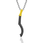 Sickle Necklace // Silver + Gold (22")