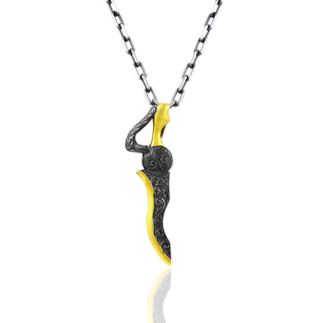Lombard Seax Necklace // Silver + Gold (22")