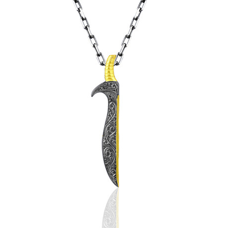 Gunnlogi Sword Necklace // Silver + Gold (22")