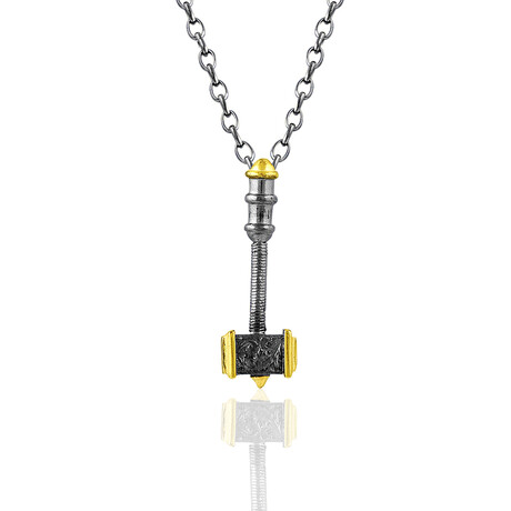 Mjöllnir's Hammer Necklace // Silver + Gold (22")