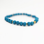 Lava Bead Bracelet // Blue + Gold