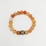Carnelian Bead Bracelet // Light Orange + Gold