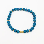 Lava Bead Bracelet // Blue + Gold