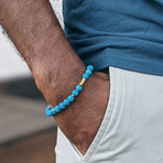 Lava Bead Bracelet // Blue + Gold