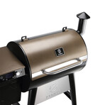 Z Grills 8 in 1 Wood Pellet Grill // Backyard Warrior + 20LB Oak Wood Pellets (Bronze + Black)