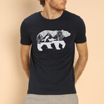 Bear And Foxes T-Shirt // Navy (Small)