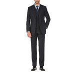 Double Button Check Slim Fit 3-Piece Wool Suit // Black (36R)