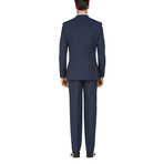 Slim Fit Double Button 2-Piece Wool Suit // Navy Plaid (36R)