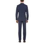 Slim Fit 2-Piece Windowpane Check Double-Breasted Wool Suit // Royal Blue (36R)