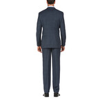 Slim Fit 3-Piece Notch Lapel Windowpane Wool Suit // Navy Plaid (36R)