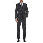 Slim Fit 3-Piece Windowpane Check Wool Suit // Dark Navy (36R)