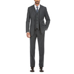 Slim Fit 3-Piece Notch Lapel Striped Wool-Blend Suit // Dark Gray (36R)