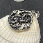 Sterling Silver AURYN Snakes Pendant Necklace // 24" Coreana Chain