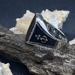Sterling Silver + Tigers Eye Rectangle Signet Ring (Ring Size: 9)