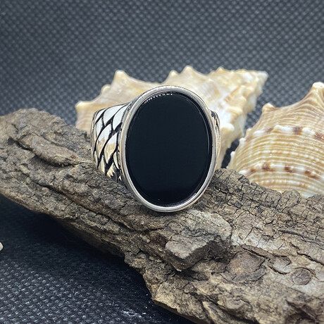 Sterling Silver + Black Onyx Statement Ring (Ring Size: 9)