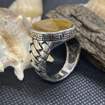 Sterling Silver + Tigers Eye Statement Ring (Ring Size: 9)