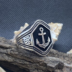 Sterling Silver Antique Nautical Statement Ring (Ring Size: 9)