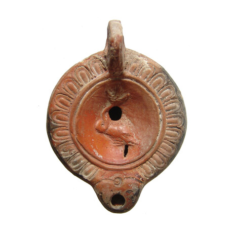 Excellent 1st Century Roman Oil Lamp With Dolphin // ca. 50 - 90 AD