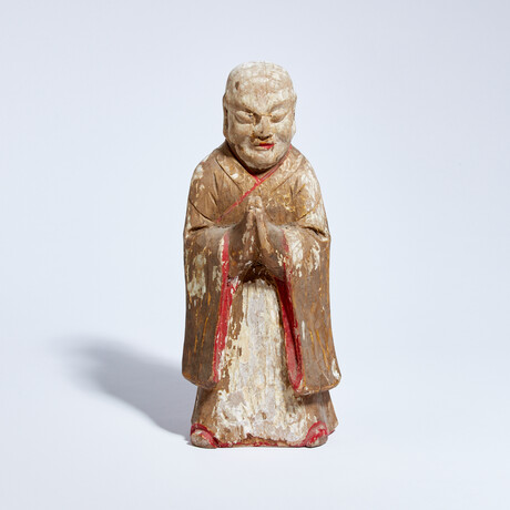 Chinese Polychrome Wooden Statue of Buddha