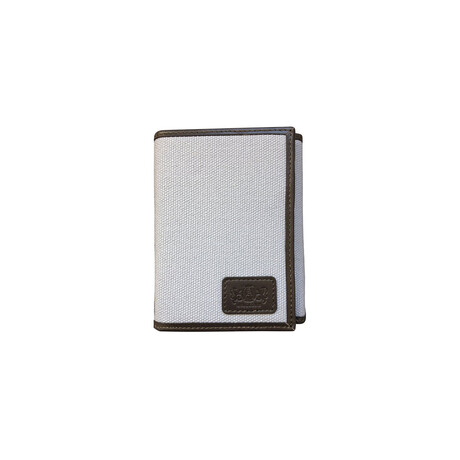 Canvas + Leather Tri-Fold RFID Wallet (Gray)