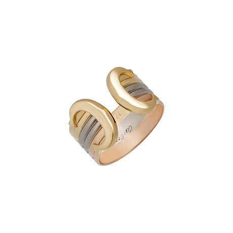 Cartier // 18k Yellow Gold + 18k WhiteGold + 18k Rose Gold Double C Logo Ring // Ring Size: 6.25 // Pre-Owned