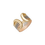 Cartier // 18k Yellow Gold + 18k WhiteGold + 18k Rose Gold Double C Logo Ring // Ring Size: 6.25 // Pre-Owned