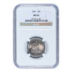 1891 Liberty Seated Quarter // NGC Certified MS63 // Wood Presentation Box