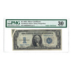 1934 $1 Silver Certificate // Gutter Fold Error // Julian-Morgenthau // PMG Certified VF30