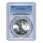 1923 Peace Dollar // PCGS Certified MS66 // Wood Presentation Box