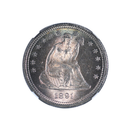 1891 Liberty Seated Quarter // NGC Certified MS63 // Wood Presentation Box