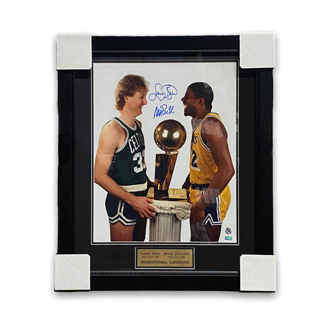 Larry Bird & Magic Johnson // Boston Celtics + Los Angeles Lakers // Signed + Framed Photograph