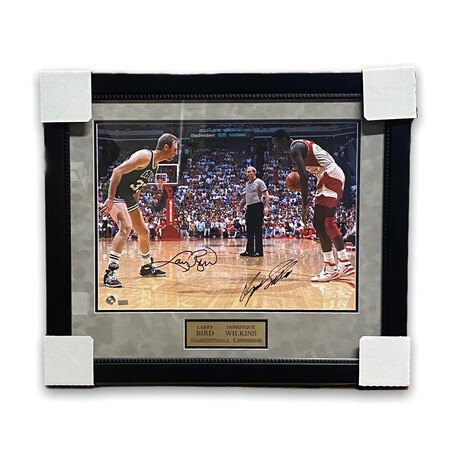 Larry Bird & Dominique Wilkins // Boston Celtics + Atlanta Hawks // Signed + Framed Photograph