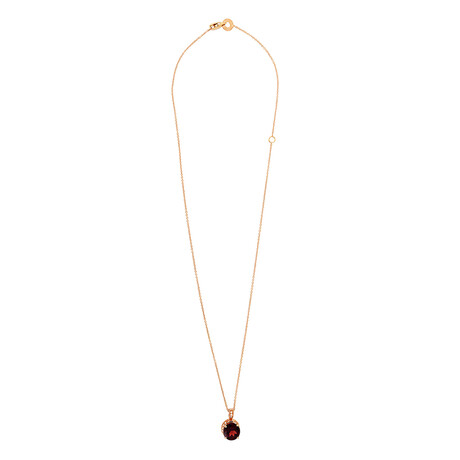 18k Rose Gold Diamond + Ruby Pendant Necklace // 18" // New