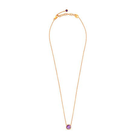 18k Rose Gold Diamond + Amethyst Necklace // 17" // New