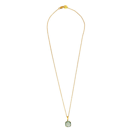 18k Yellow Gold Diamond + Emerald Necklace // 16" // New