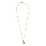 18k Yellow Gold Diamond + Emerald Necklace // 16" // New