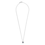 18k White Gold Diamond + Sapphire Necklace // 17" // New