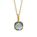 18k Yellow Gold Diamond + Emerald Necklace // 16" // New