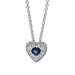 18k White Gold Diamond + Sapphire Necklace // 17" // New