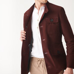 Hector Suede Safari Jacket // Claret Red (XS)