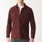 Felix Suede Shirt Jacket // Claret Red (L)