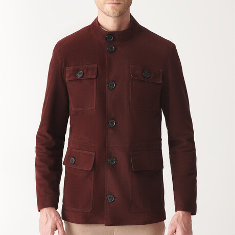 Hector Suede Safari Jacket // Claret Red (XS)