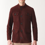 Hector Suede Safari Jacket // Claret Red (XS)