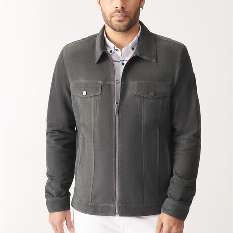 Samuel Suede Leather Jacket // Anthracite (XS)
