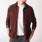 Felix Suede Shirt Jacket // Claret Red (L)