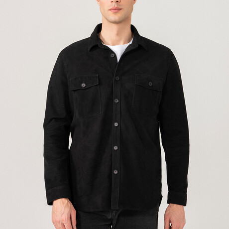 Dustin Suede Shirt Jacket // Black (XS)