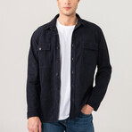 Dustin Suede Shirt Jacket // Navy (XL)