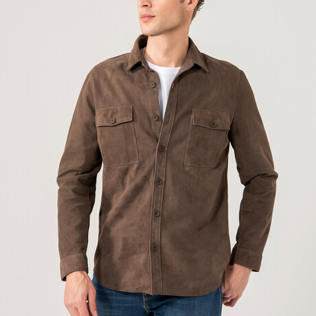 Dustin Suede Shirt Jacket // Brown (XS)