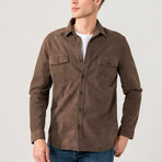 Dustin Suede Shirt Jacket // Brown (L)