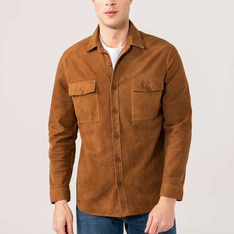 Dustin Suede Shirt Jacket // Tan (XS)